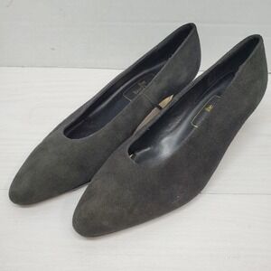 The Touch Of NINA Black Suede Leather Classic Evening‎ Dress Heel Pump Size 6 M